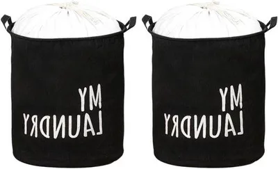 Image de Panier à linge pliable 24 L, imperméable, en polyester, avec poignée
