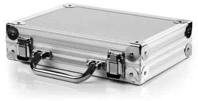 Produktbild von Karella Dartkoffer Alu PAK Luxus in silber, High Class Profi Etui für 2 Satz Soft- oder Steeldarts, Dartcase, Tasche Large, mit viel Platz für Dartpfeile und Zubehör