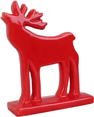 Produktbild von Rotes Keramik-Weihnachtsrentier - Dekorative Figur