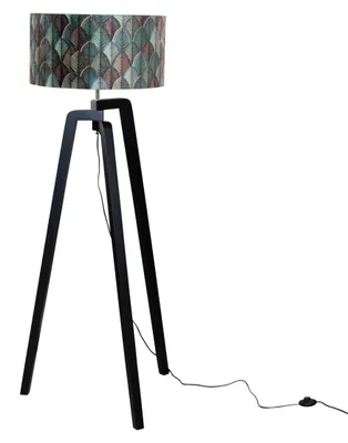 Produktbild von Stehleuchte Schwarz mit Samtlampenschirm Blattdesign 50cm Puros