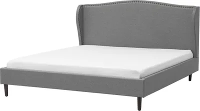 Obrázok produktu pre BELIANI Posteľ sivá 180 x 200 cm čalúnený rám postele s čelom a roštom dvojlôžková klasický dizajn