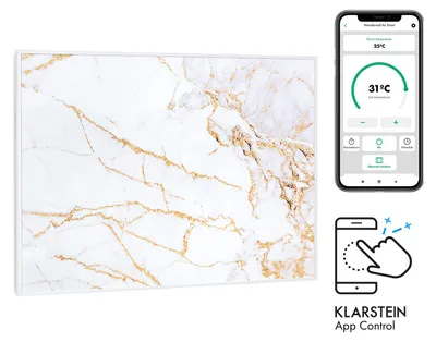 Produktbild von Klarstein Infrarotheizung mit Thermostat, 500W Elektroheizung, Smart Home Bild-Infrarotheizung zur Wandmontage, IR mit IoT/WiFi App-Control, Feuchtraum Flach-Heizkörper, CO2-Freie Wand Heizung