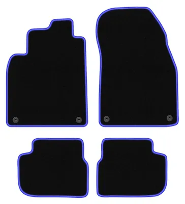 Image de Tapis de sol en moquette pour Saab 9-3 II 2002-2014 (cabriolet) – jeu 4 pièces, noir/bleu, sur mesure – Wielganizator CARLUX