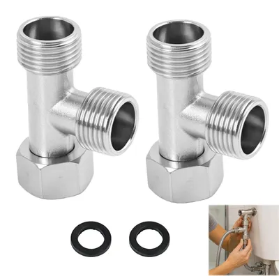 2er Set 3-Wege T-Ventile 3/8 Zoll, Kupfer vernickelt
