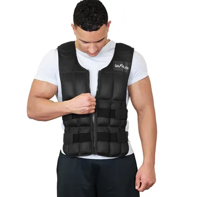 Immagine prodotto di DH FitLife Giubbotto Zavorrato Regolabile 30 kg per Allenamento Crossfit, Corsa, Calisthenics, Gilet Pesi con Zip per Donna e Uomo