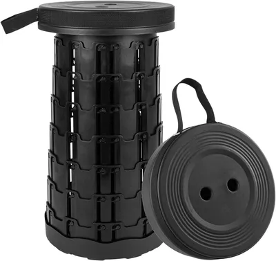 Obrázok produktu pre Teleskopická stolička 8-45 cm, ľahká, skladacia, pre kempovanie, čierna