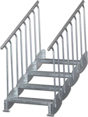 Produktbild von Wangentreppe | Höhe: 92-100 cm, Stufenbreite: 100 cm | Beidseitiges Geländer