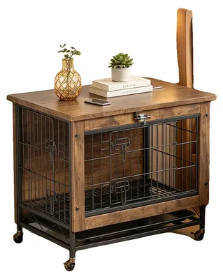 Zdjęcie produktu dla Klatka dla psa, rama ze stali węglowej, wymiary: 26,4"B x 19,7"T x 25,6"H, podwójne drzwi, przeznaczona dla zwierząt do 20 lbs, odporna na gryzienie