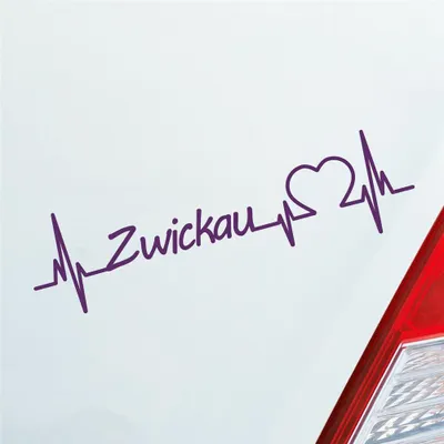 Produktbild von Auto Aufkleber Zwickau Herz Herzschlag 19x5 cm Lila Sticker Heckscheibenaufkleber
