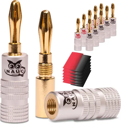 Produktbild von Bananenstecker 24K vergoldet Schrumpfschlauch 12x NAUC High End Steckverbinder