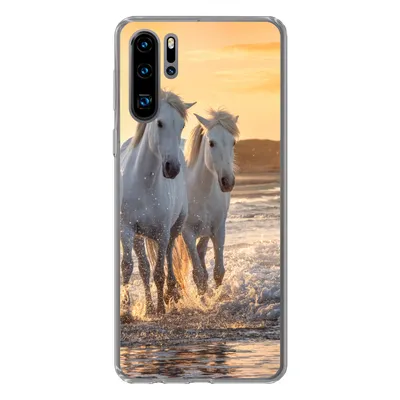 Produktbild von MuchoWow® Handyhülle Schutzhülle Hülle für Huawei P30 Pro Pferde - Wasser - Strand - Tiere Silikon Softcase Handy Hülle - Schutzdeckel