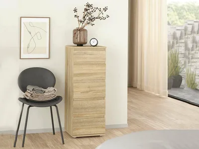 Image de Abelarda - Commode, 40x40x107h cm Chêne Marron, 5 Tiroirs