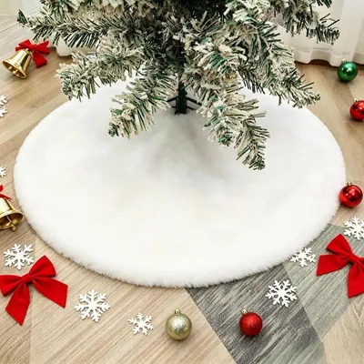 Weihnachtsbaumrock Kunstfell Weiß 70 cm flauschig