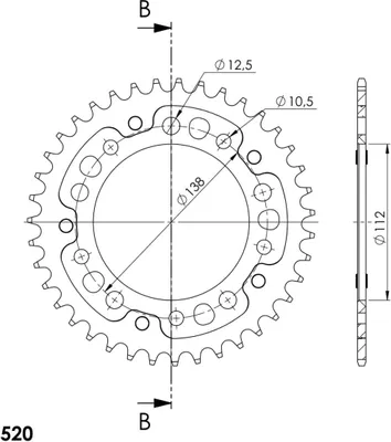 Produktbild von Stealth-Kettenrad Supersprox 520 - 38Z (gold) RST-1303:38-GLD|ID 112,0 LK 138,0 5-Loch/5-Loch