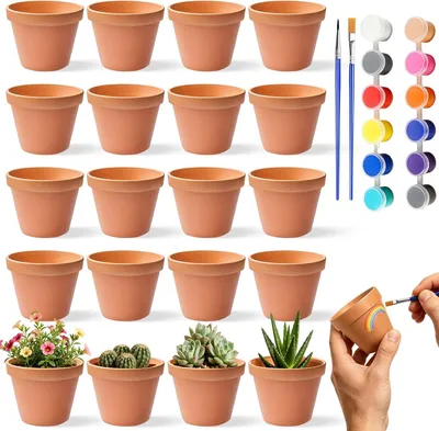 Immagine prodotto di 20 vasi in terracotta mini, di dimensioni 5x5,5 cm, con fori di drenaggio