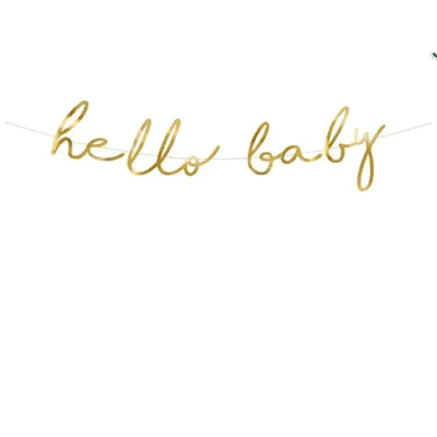 Obrázok produktu pre Banner Little star „hello baby“ – zlatý, 18x70 cm Party Deco