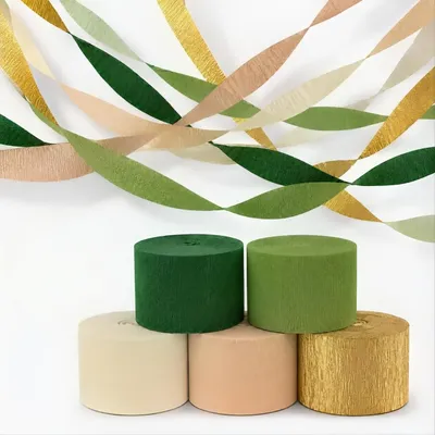 Krepppapier-Rollen, 5er-Set, 4,5 cm x 25 m, grün-gold, für Deko