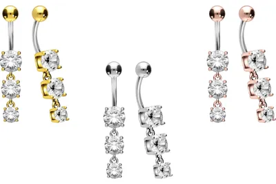 Produktbild von Bauchnabelpiercing Titan Bananabell mit 925er Silber-Design 3 KRISTALLE