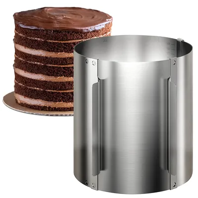 Produktbild von Lindenstein Edelstahl Tortenring verstellbar Ø 16–30 cm – 20 cm hoher Backring, stabile runde Kuchenform / Backrahmen zum Backen, Schichten und Dekorieren
