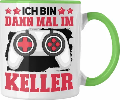 Produktbild von Trendation - Gaming Zocker Tasse Geschenk Spruch Lustig Ich Bin Dann Mal Im Keller Gamer Geschenkidee (Grün)