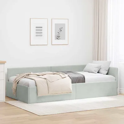 Produktbild von Maison Exclusive - Eckbettgestell mit Kopfteil Hellgrau 90 cm x 200 cm Samt