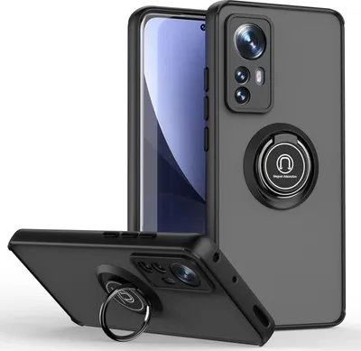 Image de Étui pour Xiaomi 12 Pro étui TPU translucide mat avec support d'anneau et stand Noir