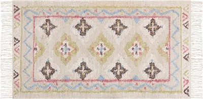 Obrázek produktu pro BELIANI Koberec vícebarevný jutový 80 x 150 cm obdélníkový s třásněmi ručně tkaný boho styl obývák ložnice