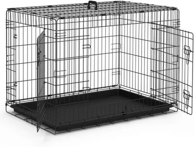 Produktbild von Famanu Hundekäfig mit 2 Türen und herausnehmbarer Schublade - 92 x 58 x 64 cm, schwarz