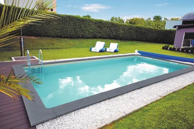 Produktbild von KWAD Styropor Pool Gran Canaria mit Edelstahlleiter KWAD Styropor Pool Set Gran Canaria mit Edelstahlleiter 7 x 3,5 x 1,5 m sand