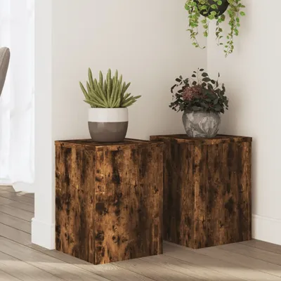 Produktbild von "2026 Aktion"Pflanzenständer 2 Stk. Räuchereiche 25x25x35 cm Holzwerkstoff GermanyMöbel 12621 - Pflanztische