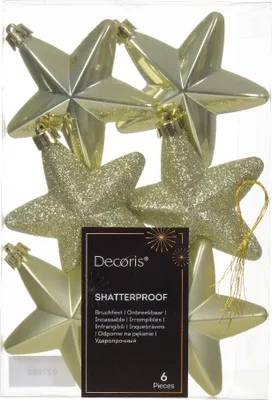 Produktbild von Christbaumschmuck Sterne Kunststoff 7cm 6 Stück - Pistaziengrün