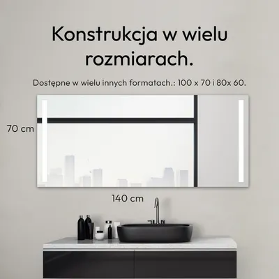 Zdjęcie produktu dla Lustro łazienkowe z oświetleniem TALOS Light - Lustro łazienkowe 160 x 70 cm - z podświetlanymi wycięciami - kolor światła neutralny biały