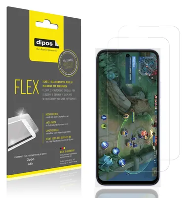 Produktbild von 2x Schutzfolie für Oppo A6k Folie, 100% Displayabdeckung, dipos Flex