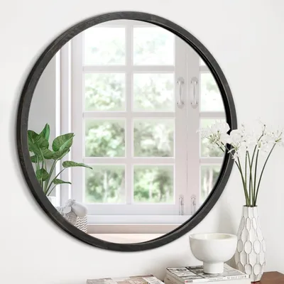 Obrázok produktu pre Kruhлый nástenný zrkadlo s dreveným rámom, priemer 50 cm