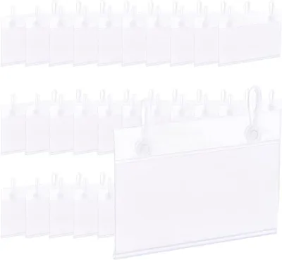 Produktbild von Transparente Labelhalter, 82 x 57 mm, 60 Stück, mit 120 Hängeschlaufen, für Preisschilder