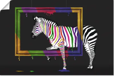 Produktbild von ARTland Poster Das Regenbogen Zebra Größe: 90x60 cm