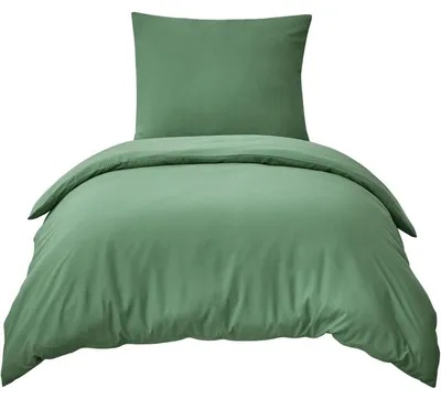 Immagine prodotto di Set di lenzuola composto da 2 pezzi, dimensioni 155x220 cm, colore verde erba, in microfibra, con chiusura a zip
