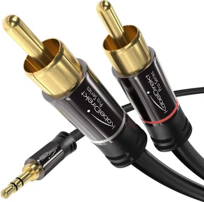 Produktbild von KabelDirekt 797698090573, 2 x RCA, Männlich, 3.5mm, Männlich, 10 m, Schwarz
