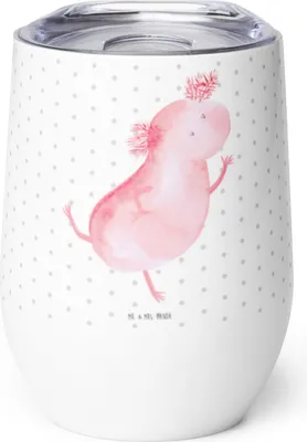 Produktbild von Mr. & Mrs. Panda thermosbecher Axolotl Tanzen - Weiß - Geschenk, glühweinbecher, Thermobecher, Schwanzlurch, Lurch, Thermo Becher, gut Gelaunt, Beste Freundin, Freudig