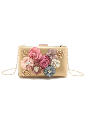 Produktbild von Tomshop24-7 Clutch Floris Abendtasche mit Blumendekor in gold