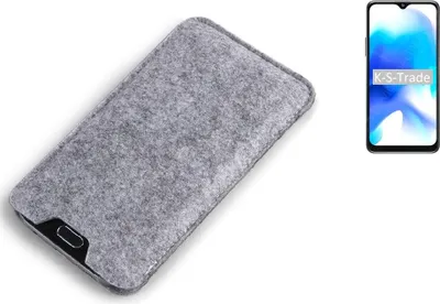 Produktbild von K-S-Trade Filz Handyhülle kompatibel mit Blackview A80s Schutzhülle Filztasche Filz Tasche Case Sleeve Handy Hülle Filzhülle grau
