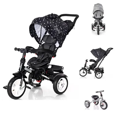 Produktbild von Lorelli Tricycle Neo 4 in 1 Luftreifen, Schiebestange, Sitz drehbar, verstellbar schwarz