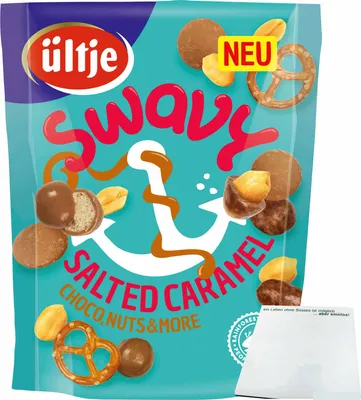 Produktbild von ültje Swavy Salted Caramel Choco, Nuts & More (140g Beutel) + usy Block
