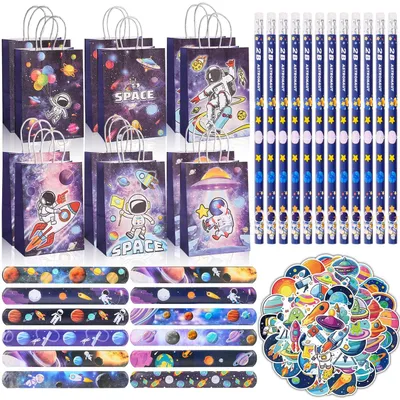 Immagine prodotto di Piccoli regali per feste, 86 pezzi - Gadget a tema spaziale - Regali per compleanni di bambini - Sacchetti regalo - Confezioni regalo - Riempimenti - Sacchetti sorpresa