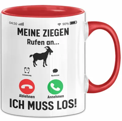 Produktbild von Meine Ziegen Rufen An... Ich Muss Los Tasse Geschenk Für Ziegen Liebhaber Geschenkidee Kaffee-Becher (Rot)