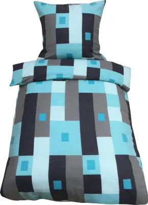Produktbild von Winter Flausch Bettwäsche 155x220 cm türkis anthrazit grau Flausch Thermofleece