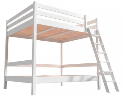 Productafbeelding van Stapelbed, 2-persoons, 140x200 cm, voor volwassenen, met houten trap, model Sylvia - wit
