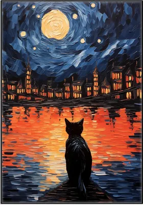 Produktbild von Wallario Wandbild Blick eines Nachtwächters, Größe: 70,30 x 100,30 cm, Poster mit schwarzem Aluminiumrahmen
