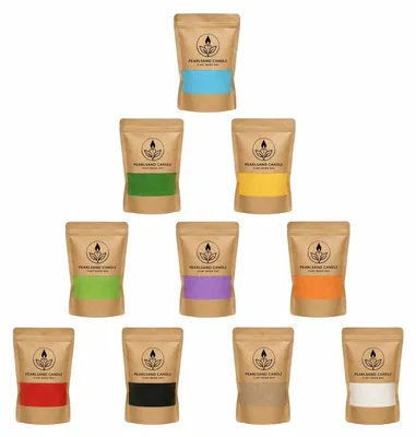 Produktbild von Kerzensand mit Docht 400 g pflanzlich DIY Kerzenwachs Farbwachs Deko Granulat, Farbe:Farbenmix 10 x 50g