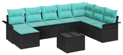 Produktbild von vidaXL Gartensofa-set 9 stk. Schwarz Poly Rattan